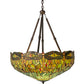 Meyda Lighting Tiffany Hanginghead Dragonfly 38" 4-Light Antique Inverted Pendant Light With Multi-Colored Shade Glass