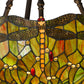 Meyda Lighting Tiffany Hanginghead Dragonfly 38" 4-Light Antique Inverted Pendant Light With Multi-Colored Shade Glass