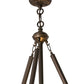 Meyda Lighting Tiffany Hanginghead Dragonfly 38" 4-Light Antique Inverted Pendant Light With Multi-Colored Shade Glass