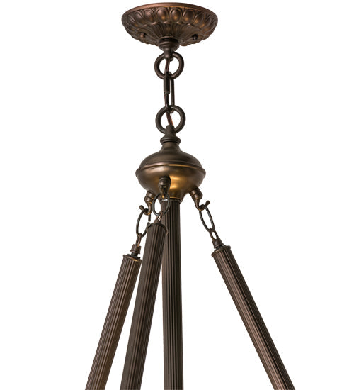 Meyda Lighting Tiffany Hanginghead Dragonfly 38" 4-Light Antique Inverted Pendant Light With Multi-Colored Shade Glass
