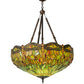 Meyda Lighting Tiffany Hanginghead Dragonfly 38" 4-Light Antique Inverted Pendant Light With Multi-Colored Shade Glass