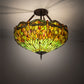 Meyda Lighting Tiffany Hanginghead Dragonfly 38" 5-Light Mahogany Bronze Inverted Pendant Light With Multi-Colored Stained Shade Glass