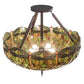 Meyda Lighting Tiffany Hanginghead Dragonfly 38" 5-Light Mahogany Bronze Inverted Pendant Light With Multi-Colored Stained Shade Glass