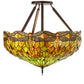 Meyda Lighting Tiffany Hanginghead Dragonfly 38" 5-Light Mahogany Bronze Inverted Pendant Light With Multi-Colored Stained Shade Glass