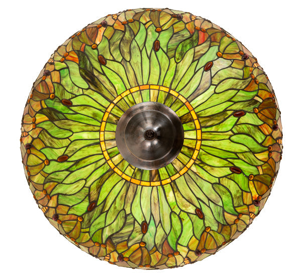 Meyda Lighting Tiffany Hanginghead Dragonfly 38" 5-Light Mahogany Bronze Inverted Pendant Light With Multi-Colored Stained Shade Glass