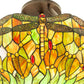 Meyda Lighting Tiffany Hanginghead Dragonfly 38" 5-Light Mahogany Bronze Inverted Pendant Light With Multi-Colored Stained Shade Glass