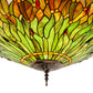 Meyda Lighting Tiffany Hanginghead Dragonfly 38" 5-Light Mahogany Bronze Inverted Pendant Light With Multi-Colored Stained Shade Glass