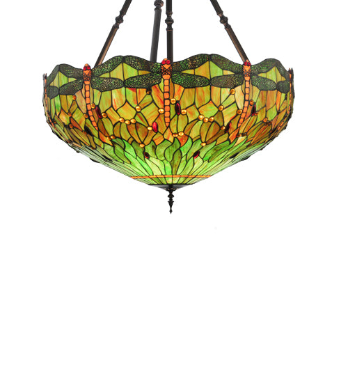 Meyda Lighting Tiffany Hanginghead Dragonfly 38" Multi-Colored Stained Shade Glass