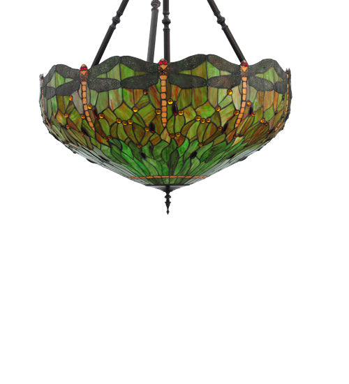Meyda Lighting Tiffany Hanginghead Dragonfly 38" Multi-Colored Stained Shade Glass