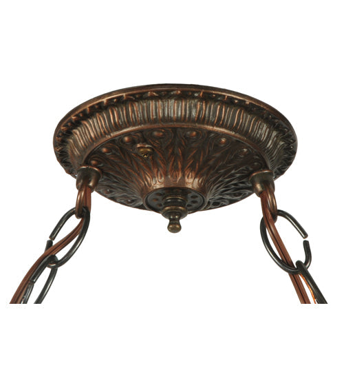 Meyda Lighting Tiffany Hanginghead Dragonfly 40" 6-Light Island Pendant Light With Multi-Colored Shade Glass