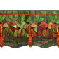 Meyda Lighting Tiffany Hanginghead Dragonfly 40" 6-Light Island Pendant Light With Multi-Colored Shade Glass