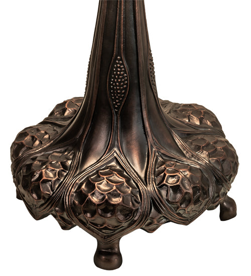 Meyda Lighting Tiffany Hanginghead Dragonfly 47552 31" 3-Light Mahogany Bronze Table Lamp With Multi-Colored Shade Glass