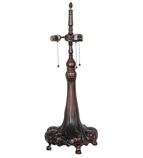 Meyda Lighting Tiffany Hanginghead Dragonfly 47552 31" 3-Light Mahogany Bronze Table Lamp With Multi-Colored Shade Glass