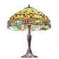 Meyda Lighting Tiffany Hanginghead Dragonfly 47960 26" 3-Light Mahogany Bronze Table Lamp With Multi-Colored Shade Glass