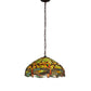 Meyda Lighting Tiffany Hanginghead Dragonfly 51185 20" 3-Light Mahogany Bronze Pendant Light With Multi-Colored Shade Glass