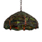 Meyda Lighting Tiffany Hanginghead Dragonfly 51185 20" 3-Light Mahogany Bronze Pendant Light With Multi-Colored Shade Glass
