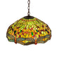 Meyda Lighting Tiffany Hanginghead Dragonfly 51185 20" 3-Light Mahogany Bronze Pendant Light With Multi-Colored Shade Glass