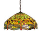 Meyda Lighting Tiffany Hanginghead Dragonfly 51185 20" 3-Light Mahogany Bronze Pendant Light With Multi-Colored Shade Glass