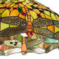 Meyda Lighting Tiffany Hanginghead Dragonfly 51185 20" 3-Light Mahogany Bronze Pendant Light With Multi-Colored Shade Glass