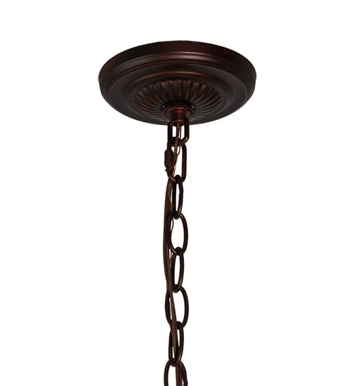 Meyda Lighting Tiffany Hanginghead Dragonfly 51185 20" 3-Light Mahogany Bronze Pendant Light With Multi-Colored Shade Glass