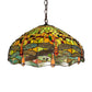 Meyda Lighting Tiffany Hanginghead Dragonfly 51185 20" 3-Light Mahogany Bronze Pendant Light With Multi-Colored Shade Glass