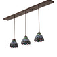 Meyda Lighting Tiffany Hanginghead Dragonfly 56" 3-Light Mahogany Bronze Island Pendant Light With Multi-Colored Shade Glass