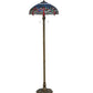Meyda Lighting Tiffany Hanginghead Dragonfly 60" 2-Light Dark Bronze Floor Lamp With Multi-Colored Shade Glass