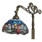 Meyda Lighting Tiffany Hanginghead Dragonfly 61" Antique Brass Bridge Arm Floor Lamp Base With Multi-Colored Shade Glass