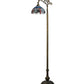 Meyda Lighting Tiffany Hanginghead Dragonfly 61" Antique Brass Bridge Arm Floor Lamp Base With Multi-Colored Shade Glass