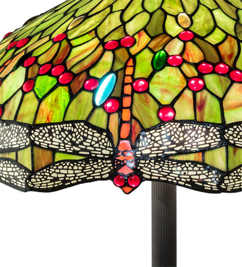 Meyda Lighting Tiffany Hanginghead Dragonfly 62" 3-Light Mahogany Bronze Floor Lamp With Multi-Colored Shade Glass