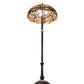 Meyda Lighting Tiffany Hanginghead Dragonfly 62" 3-Light Mahogany Bronze Floor Lamp With Ruby & Amber Shade Glass