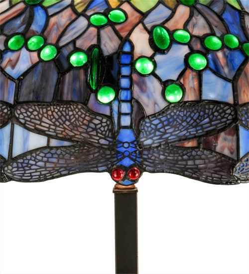 Meyda Lighting Tiffany Hanginghead Dragonfly 67" 4-Light Mahogany Bronze Floor Lamp With Multi-Colored Shade Glass