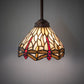Meyda Lighting Tiffany Hanginghead Dragonfly 7" Mahogany Bronze Mini Pendant Light With Ruby & Beige Shade Glass