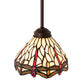 Meyda Lighting Tiffany Hanginghead Dragonfly 7" Mahogany Bronze Mini Pendant Light With Ruby & Beige Shade Glass