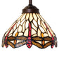 Meyda Lighting Tiffany Hanginghead Dragonfly 7" Mahogany Bronze Mini Pendant Light With Ruby & Beige Shade Glass