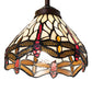 Meyda Lighting Tiffany Hanginghead Dragonfly 7" Mahogany Bronze Mini Pendant Light With Ruby & Beige Shade Glass