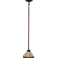 Meyda Lighting Tiffany Hanginghead Dragonfly 7" Mahogany Bronze Mini Pendant Light With Ruby & Beige Shade Glass