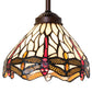 Meyda Lighting Tiffany Hanginghead Dragonfly 7" Mahogany Bronze Mini Pendant Light With Ruby & Beige Shade Glass