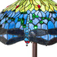 Meyda Lighting Tiffany Hanginghead Dragonfly 70021 62" 3-Light Mahogany Bronze Floor Lamp With Green & Blue Shade Glass