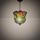 Meyda Lighting Tiffany Honey Locust 14" Mahogany Bronze Inverted Pendant Light With Multi-Colored Stained Shade Glass
