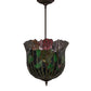 Meyda Lighting Tiffany Honey Locust 14" Mahogany Bronze Inverted Pendant Light With Multi-Colored Stained Shade Glass