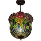 Meyda Lighting Tiffany Honey Locust 14" Mahogany Bronze Inverted Pendant Light With Multi-Colored Stained Shade Glass