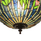 Meyda Lighting Tiffany Honey Locust 14" Mahogany Bronze Inverted Pendant Light With Multi-Colored Stained Shade Glass