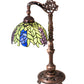 Meyda Lighting Tiffany Honey Locust 19" Mahogany Bronze Bridge Arm Desk Table Lamp With Multi-Colored Stained Shade Glass