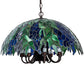 Meyda Lighting Tiffany Honey Locust 22" 9-Light Mahogany Bronze Pendant Light With Multi-Colored Shade Glass