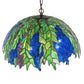 Meyda Lighting Tiffany Honey Locust 22" 9-Light Mahogany Bronze Pendant Light With Multi-Colored Shade Glass
