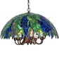 Meyda Lighting Tiffany Honey Locust 22" 9-Light Mahogany Bronze Pendant Light With Multi-Colored Shade Glass