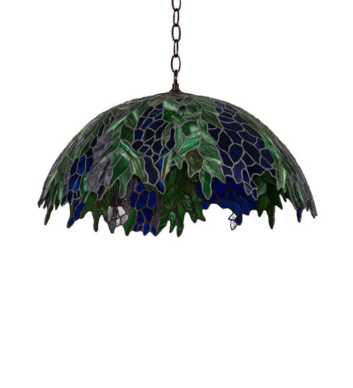 Meyda Lighting Tiffany Honey Locust 22" Mahogany Bronze Pendant Light With Multi-Colored Shade Glass
