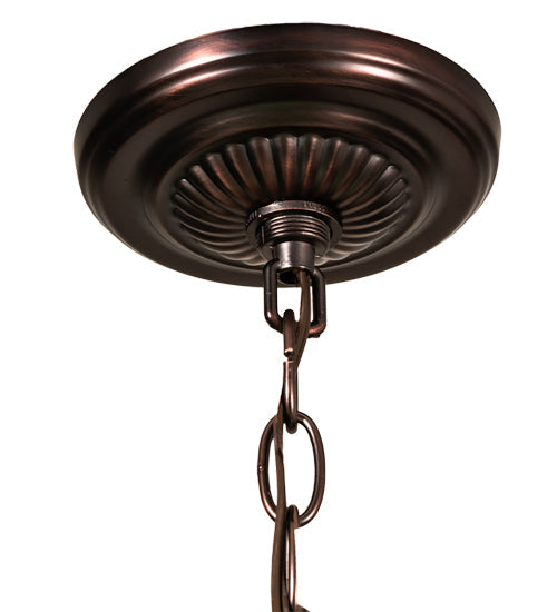 Meyda Lighting Tiffany Honey Locust 22" Mahogany Bronze Pendant Light With Multi-Colored Shade Glass