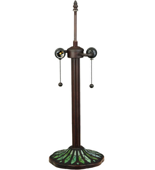 Meyda Lighting Tiffany Honey Locust 23" 2-Light Mahogany Bronze Table Lamp With Multi-Colored Shade Glass